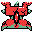 a pixel sprite of a creature resembling a damaged, alien statue with one big red eye.