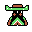 a pixel sprite of a creature resembling a shadowy figure in gaucho pants and a sombrero spiked like a cactus.