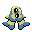a pixel sprite of a creature resembling a jellyfish, with two eyes aligned vertically.