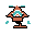 a pixel sprite of a creature resembling a birdhouse with a big, glowing eye in the hole.
