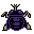 a pixel sprite of a creature resembling the upper half of a darkling beetle.