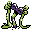 a digital pixel drawing of a worm-like creature rising from the ground. It has closed, happy eyes, and appendages like long hair ribbons.