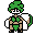 a digital pixel drawing of a green, nervous-looking bipedal grass creature.