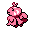 a digital pixel drawing of a pink blobby-shaped creature.