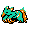 a digital pixel drawing of an electric blue anteater-like creature.