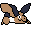a digital pixel drawing of a brown mammalian creature with large ears like wings.